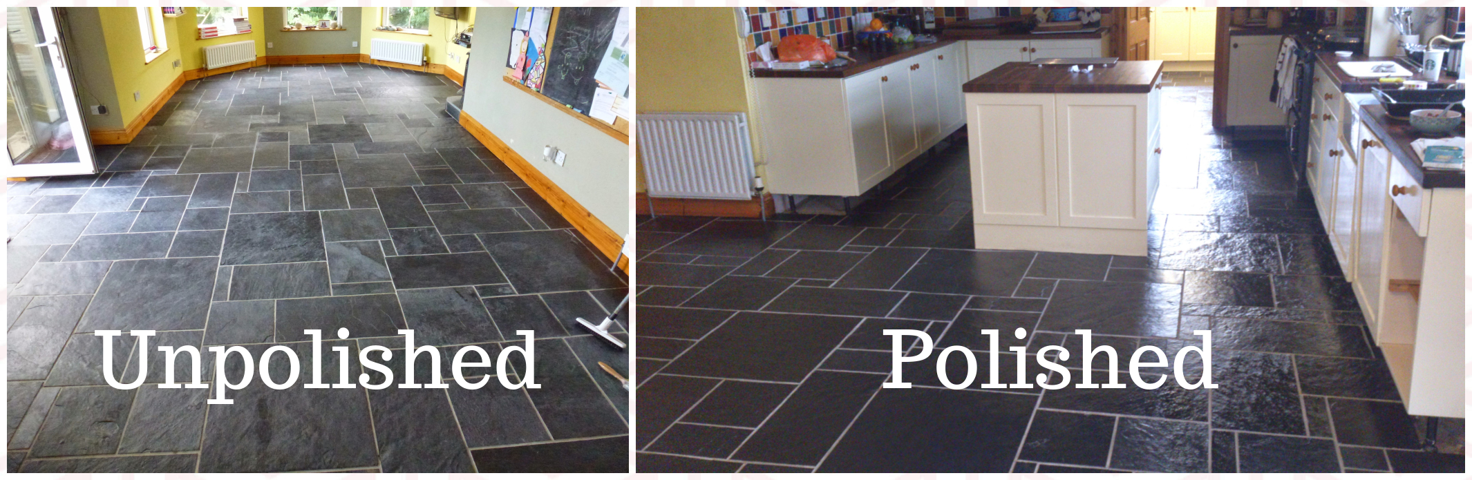 Polished stone floor